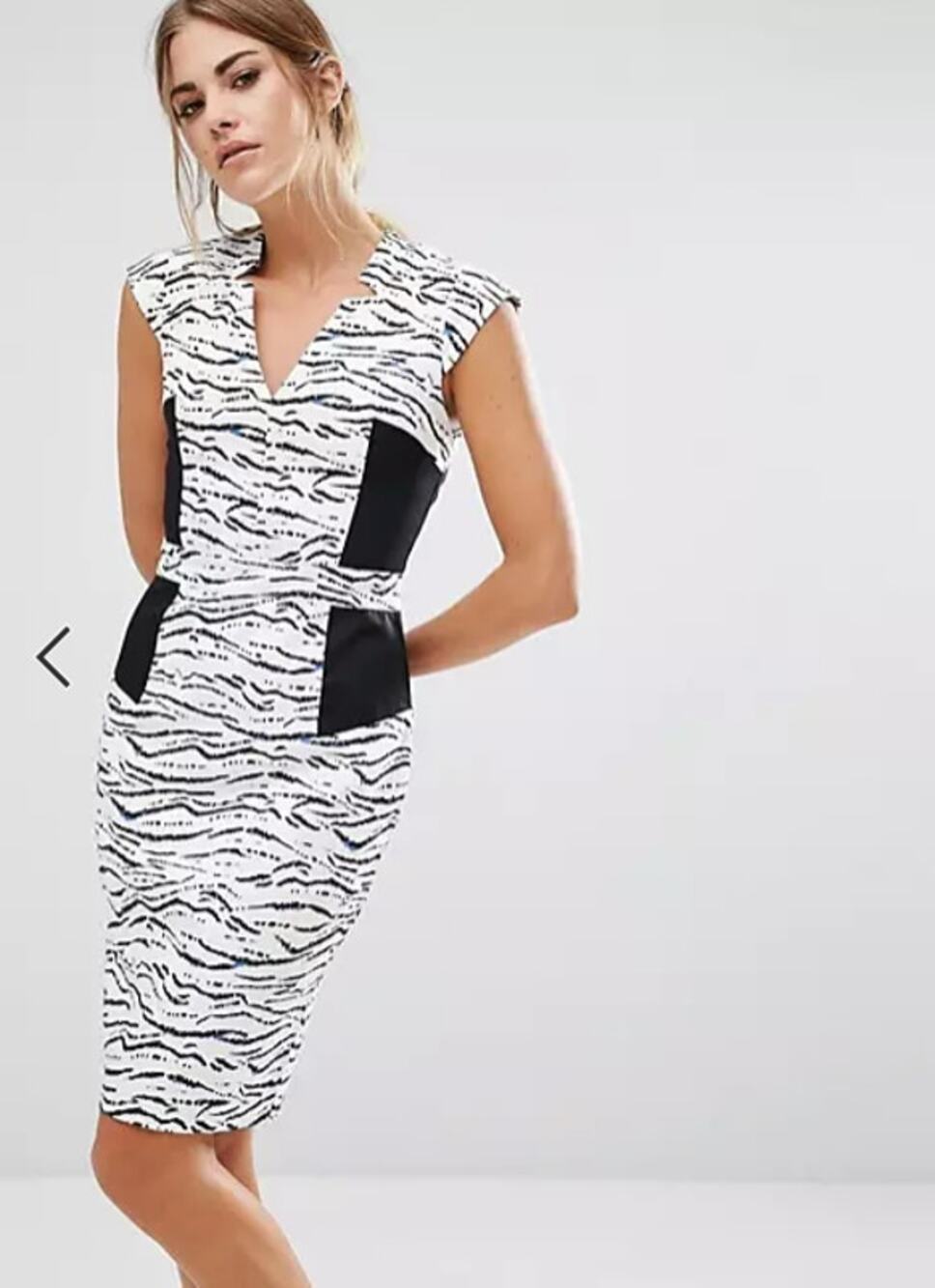 French Connection Tapir Wave Capped Sleeve Pencil Dress // 6